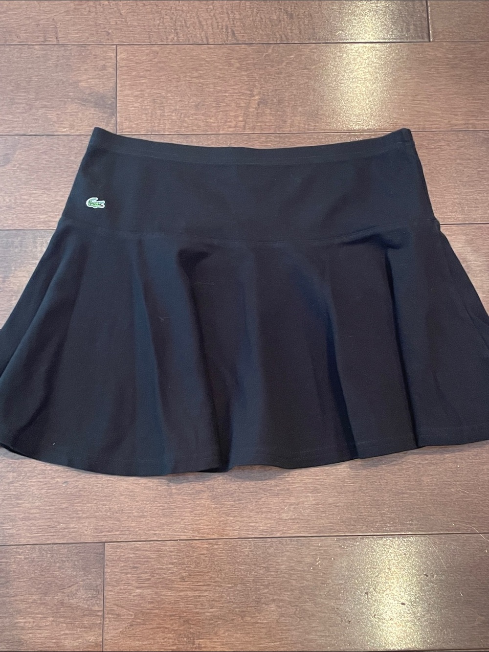 Lacoste Black Flared Skater Skirt with Green Logo